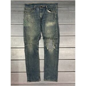 Levis 511 Jeans Mens 33x30 Blue Medium Wash Denim Slim Straight Distressed Faded